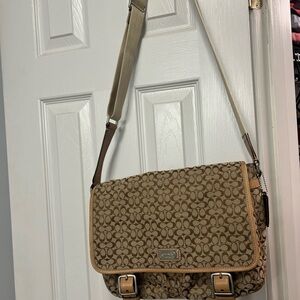 Coach Tan and Brown Signature Crossbody Bag
